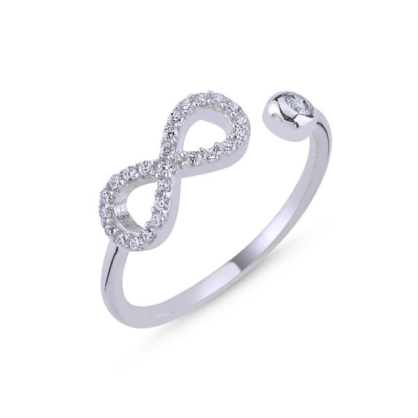 Inel reglabil argint 925 rodiat cu simbolul infinit si zirconii albe - Infinite You ITU0107 [1]